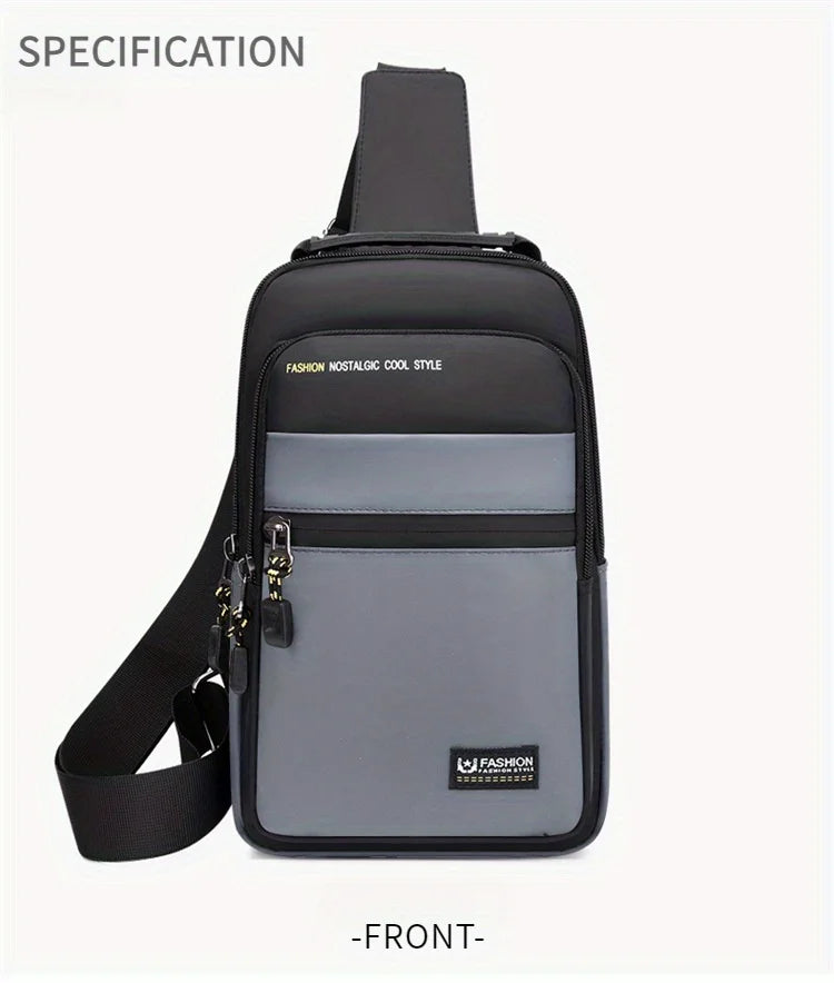 1pc Men's Casual Crossbody Bag, Fashion Sports Travel Oxford Cloth Sling Bag