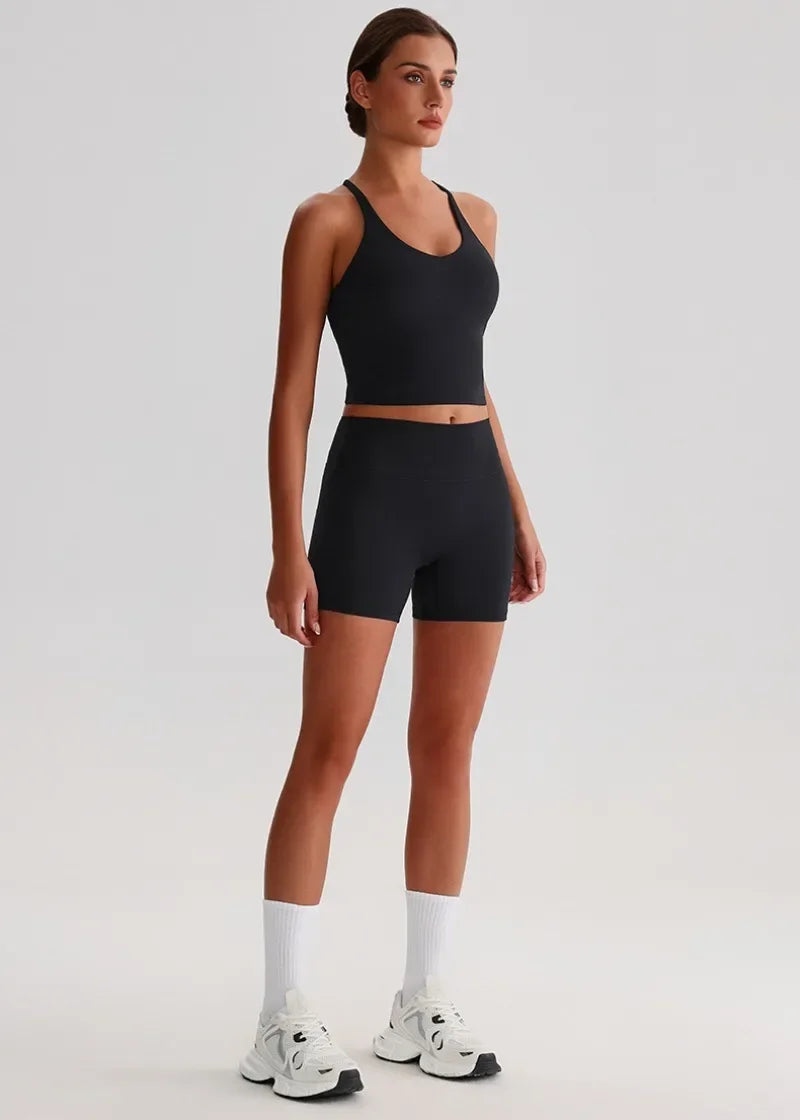 Women's Yoga Outfit Set Summer Sports Bra Vest Breathable Quick-Dry Workout Clothes Gym Running Fitness Suit Yoga Outfit