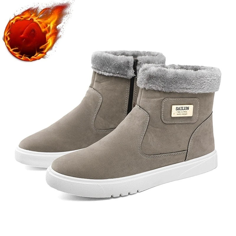 2025New Winter Men's Boots Fashion High-top Cotton Shoes Plush Warm Fur Snow Boots Suede Casual Ankle Boots for Men Botas Hombre