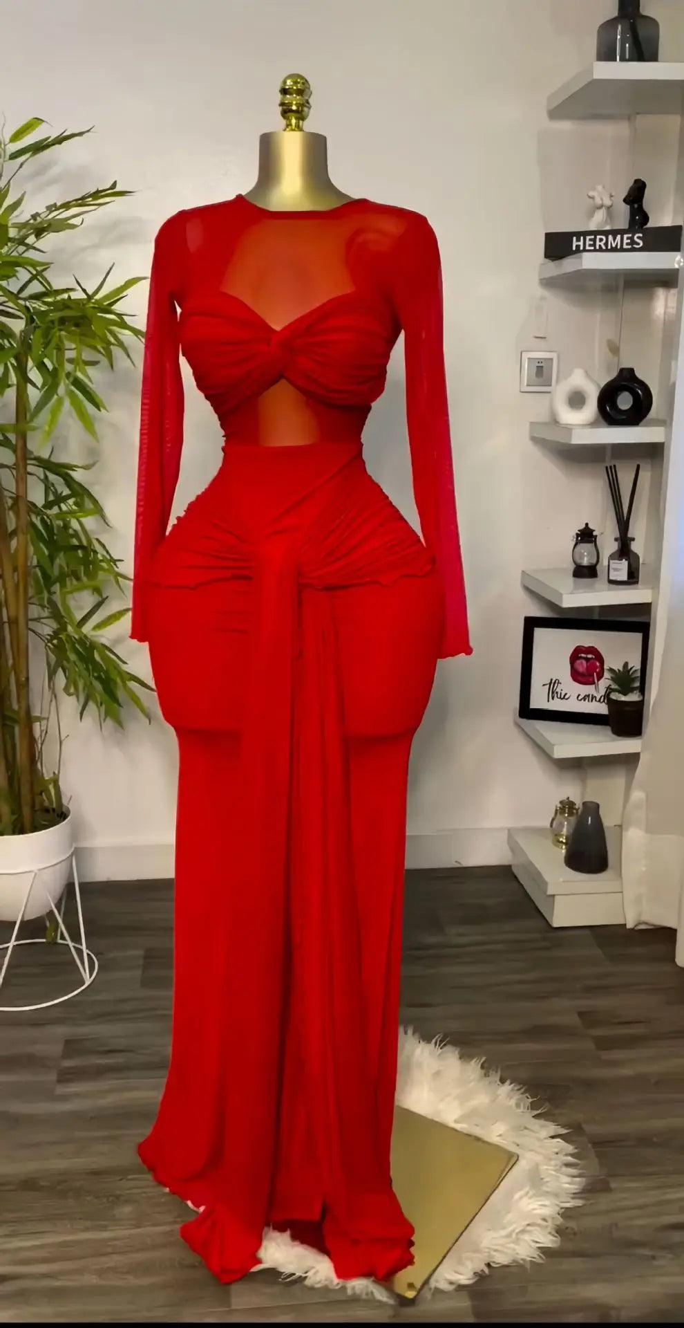 CM.YAYA Women Mesh See Though Long Sleeve Maxi Bowknot Long Dress 2026 Birthday Vacation Sexy Club Party Evening Street Dresses