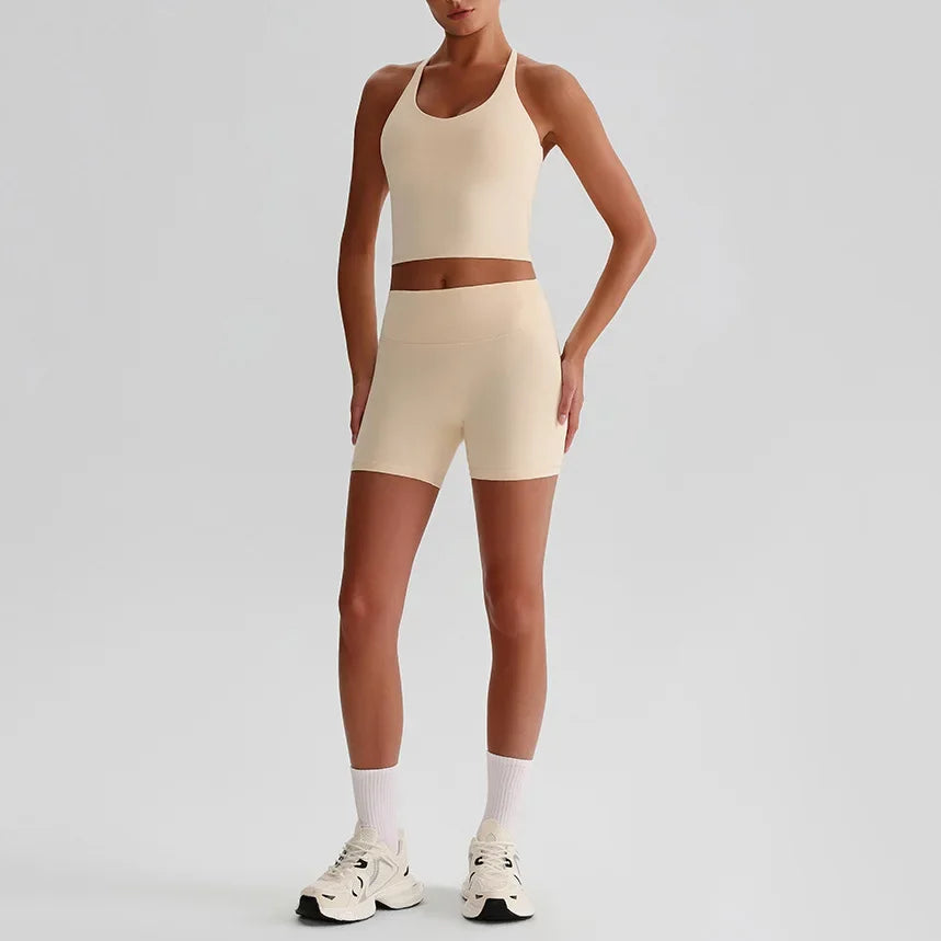 Women's Yoga Outfit Set Summer Sports Bra Vest Breathable Quick-Dry Workout Clothes Gym Running Fitness Suit Yoga Outfit