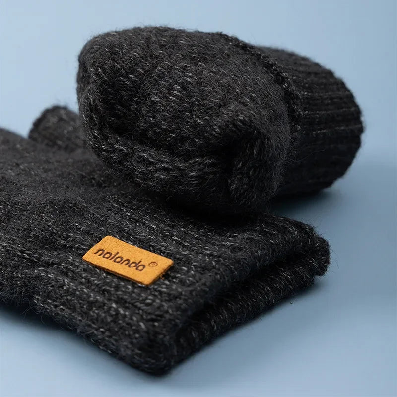 Winter Half-Finger Knitted Gloves for Men: Warm, Stretchy, Thick – Fits Office, Bicycle, Driving & Student Writing