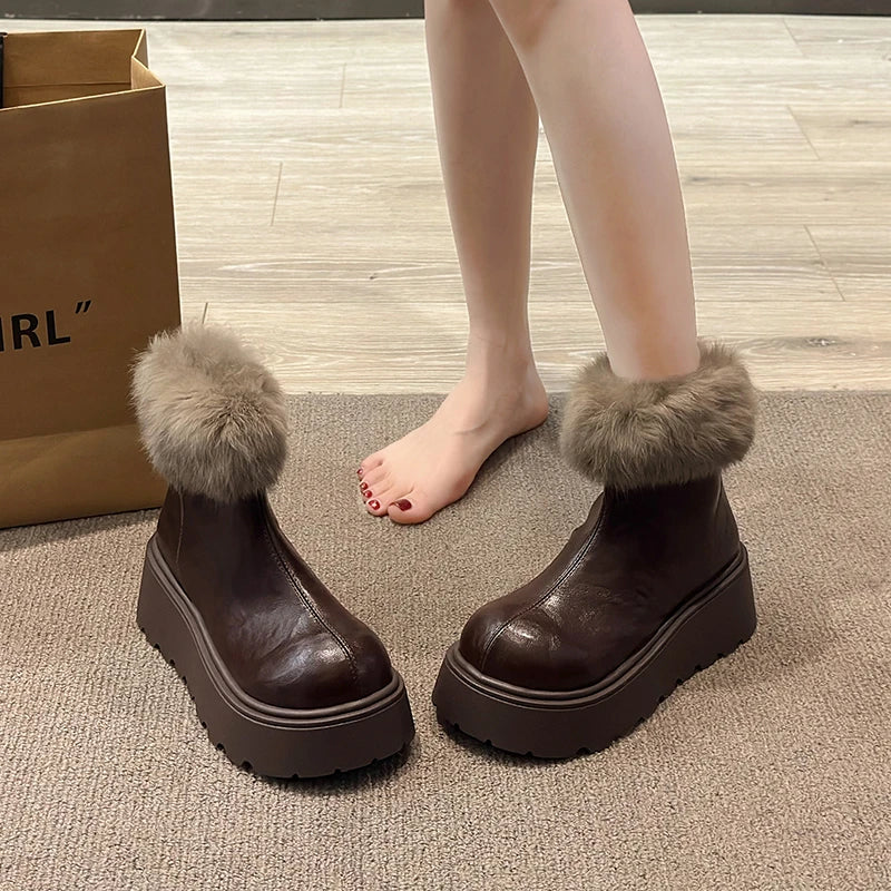 2026 Winter Vintage Women's Boots with Fashionable Added Insulation Warm and Thick Soles High Heels Made of Cotton Hot 35-40