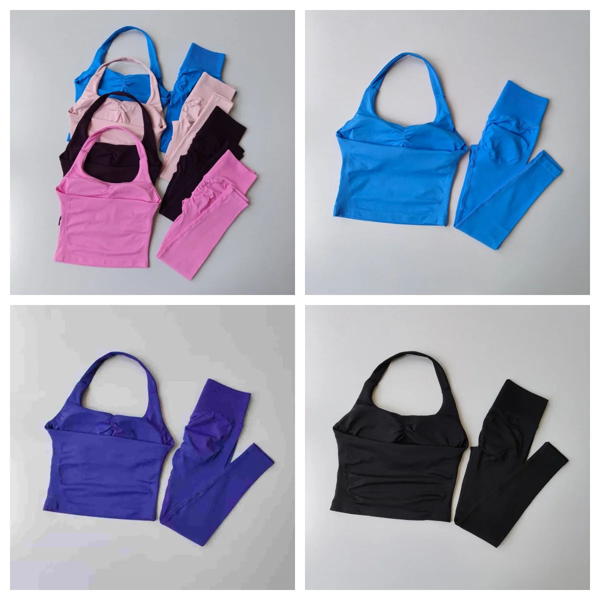 Workout Sets for Women - Seamless Yoga Outfit with Padded Sports Bra, High Waist Booty Lifting Leggings for Gym