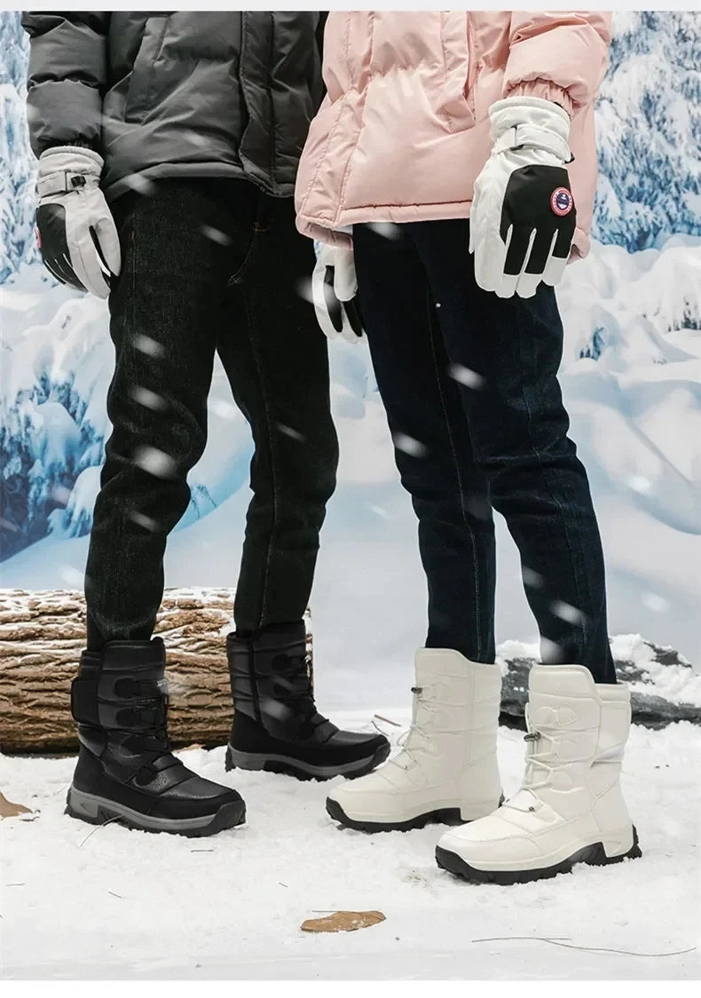 New Winter Men's Shoes Warm Plush Men's Boots High Top Couple Snow Boots Winter Outdoor Anti-Slip Ankle Boots Work Casual Boots