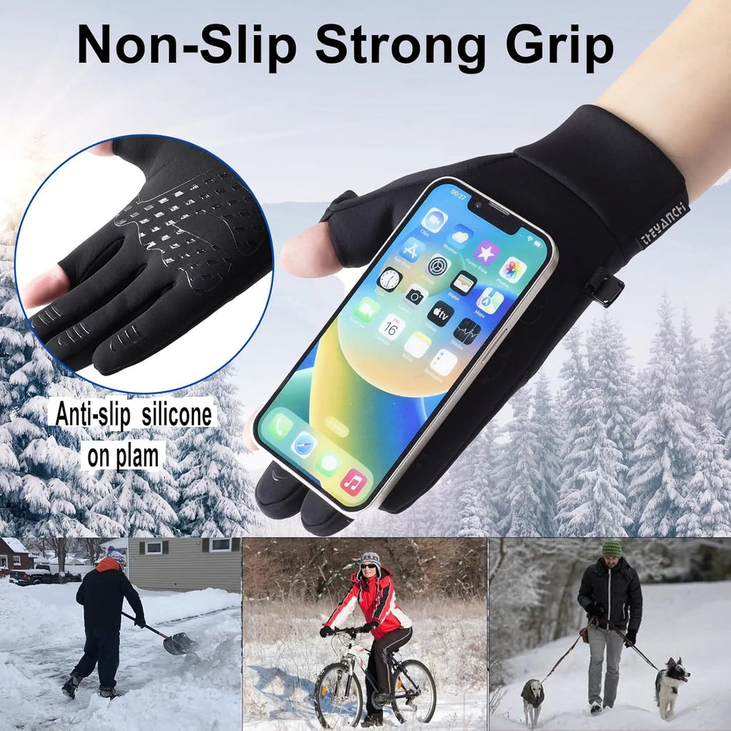 Winter Gloves for Men Women Touch Screen,Cold Weather Thermal Sport Gloves for Fishing Running Cycling Driving, Warm Windproof