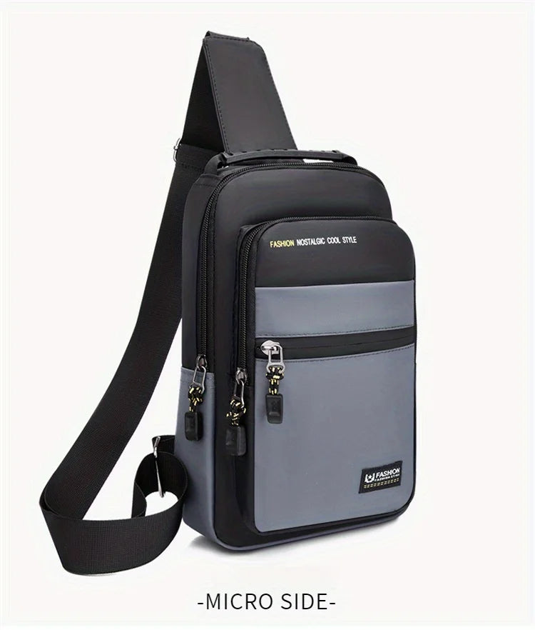 1pc Men's Casual Crossbody Bag, Fashion Sports Travel Oxford Cloth Sling Bag