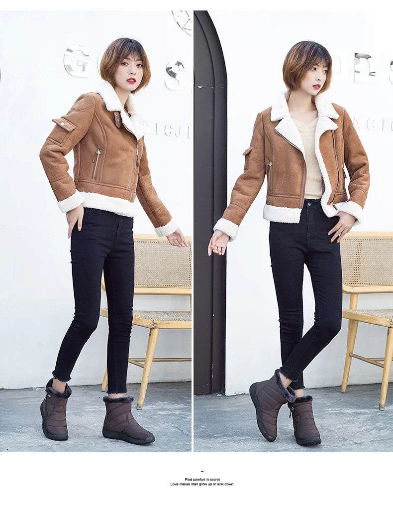 Winter Women Boots Thick Bottom Ankle Boots Women Waterproof Boots Fashion Women Shoes Solid Color Ladies Shoes Female Sneakers