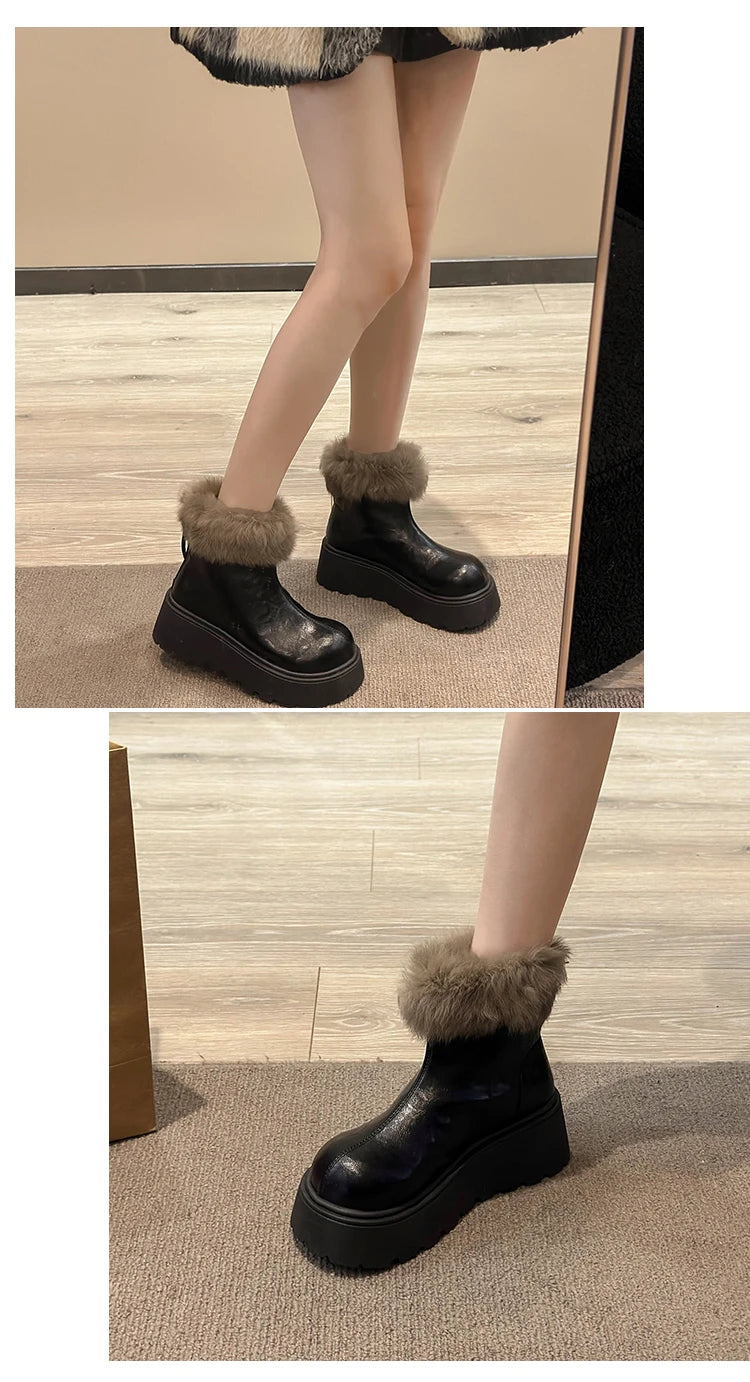 2026 Winter Vintage Women's Boots with Fashionable Added Insulation Warm and Thick Soles High Heels Made of Cotton Hot 35-40