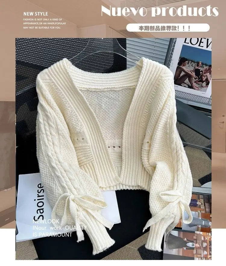 Sweater Jacket Women's Autumn and Winter New Style Western-style Outerwear with Knitted Cardigan Loose Short Long Sleeved Top