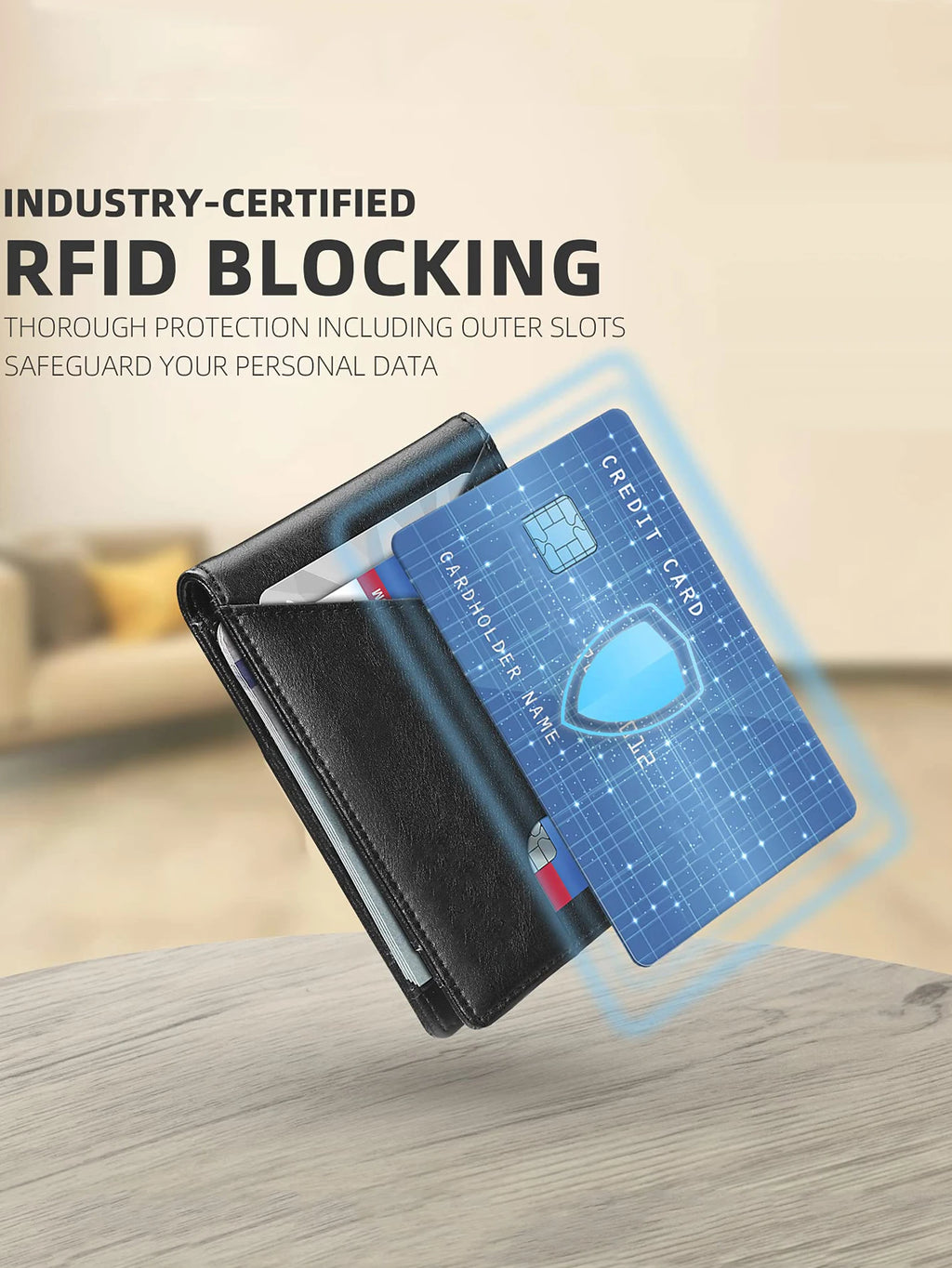 RFID Carbon Fiber Ultra-thin Trifold Wallet Simple Front Pocket Design Wallet Multi-function Portable 8 Card Slots Men's Wallet