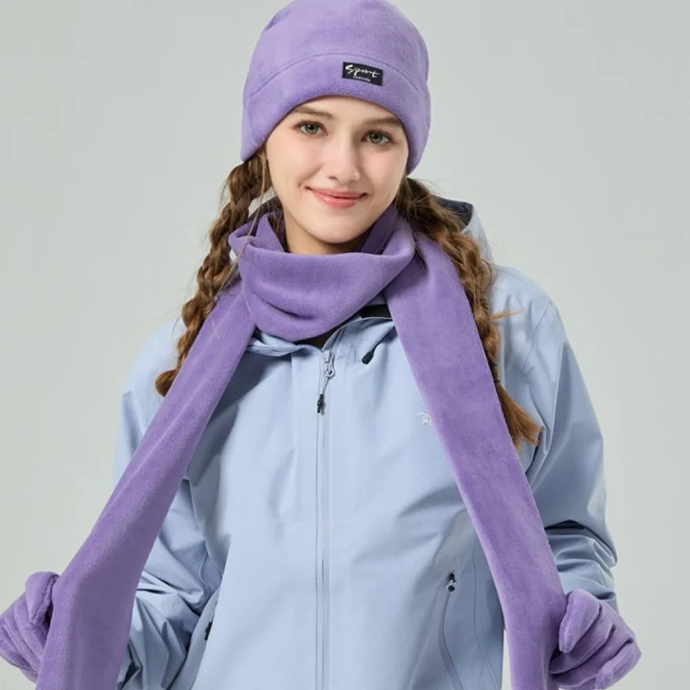 Neck Warmer Winter Beanie Hats Scarf Gloves Set Thicken Windproof Women Warm Knitted Hat Ear Protection Cold Proof