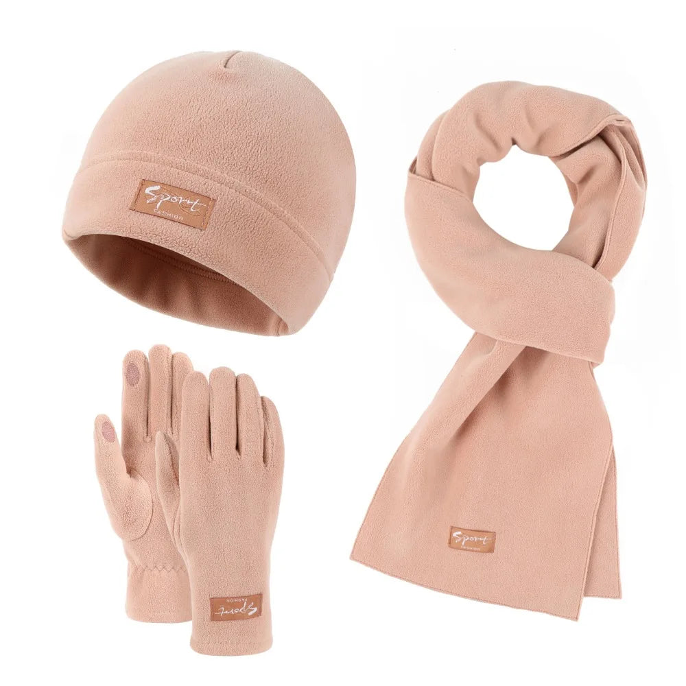 Neck Warmer Winter Beanie Hats Scarf Gloves Set Thicken Windproof Women Warm Knitted Hat Ear Protection Cold Proof