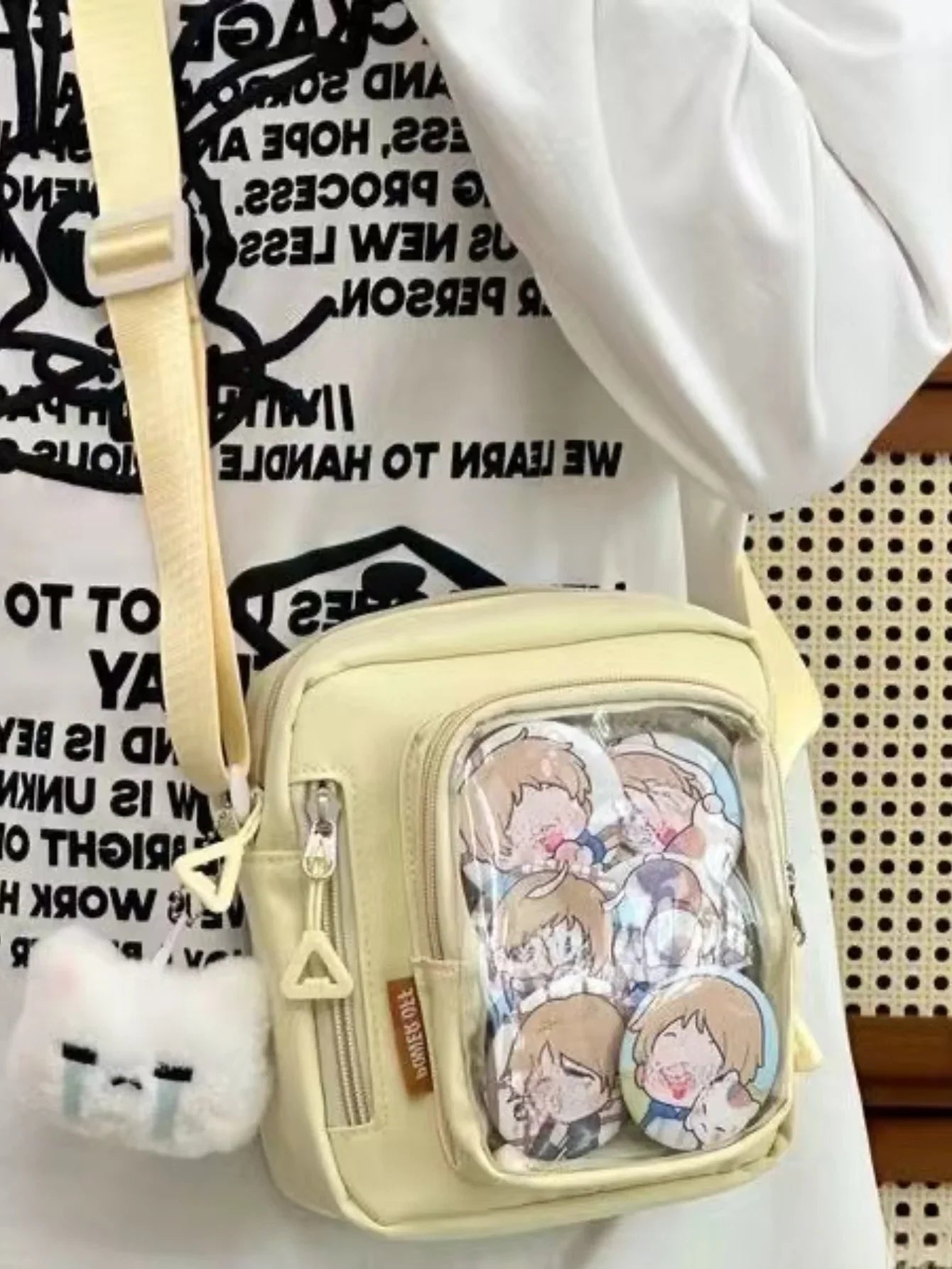 Y2K Mini Itabag Women Korean Casual Crossbody Bags Transparent Pocket Small Shoulder Bag Purses and Phone Ita Bag DIY Bag