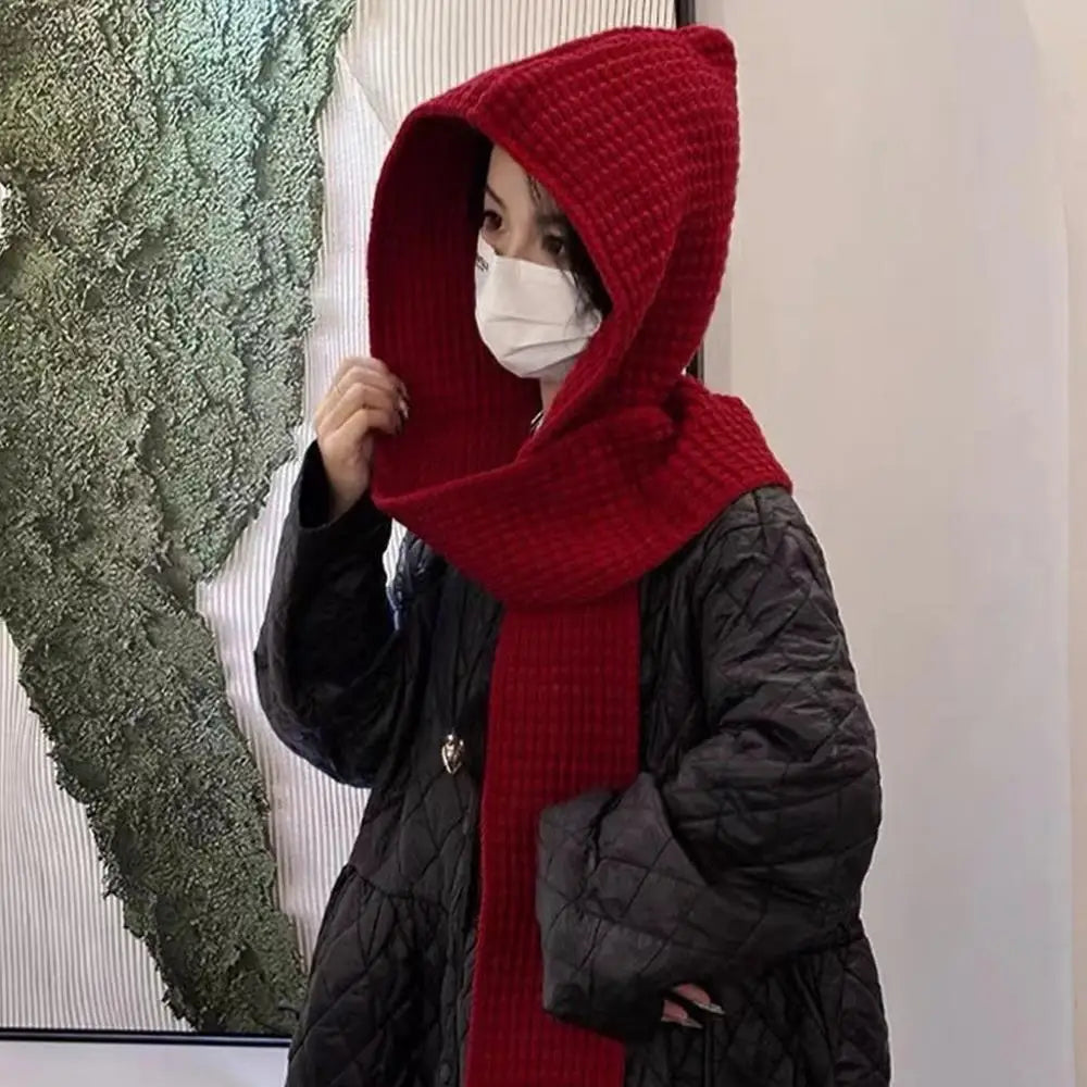 Hooded Scarf Early Autumn Scarf Hats Fashion Ear Protector Beanies Useful Earmuffs Cap Winter Thicken Items Women Neck Scarf