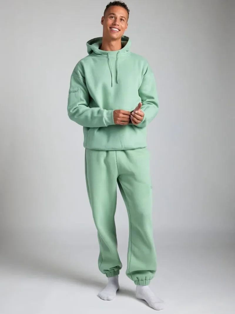 Fitness Workout Outfits Autumn Winter Women Tracksuit Sport Pocket Sweatshirt Hoodies with Eye Patch Sweatpants Two Piece Set