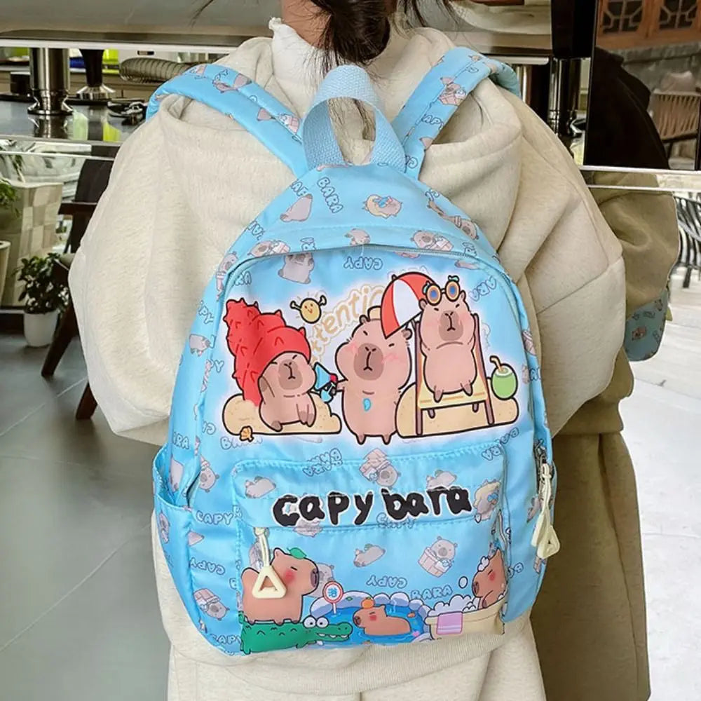 Cute Large Capacity Capybara Backpack Cartoon Breathable Student Schoolbag Nylon Ultra-light Book Bag Back to school Women Girl