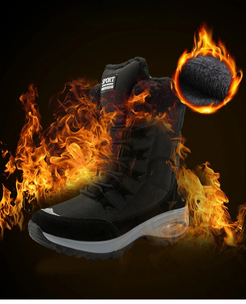 Winter Snow Boots Women Warm Comfortable Plush Lace-up Anti-slip High-top Women Boots Thick-soled Durable Soft Ankle Boots Women