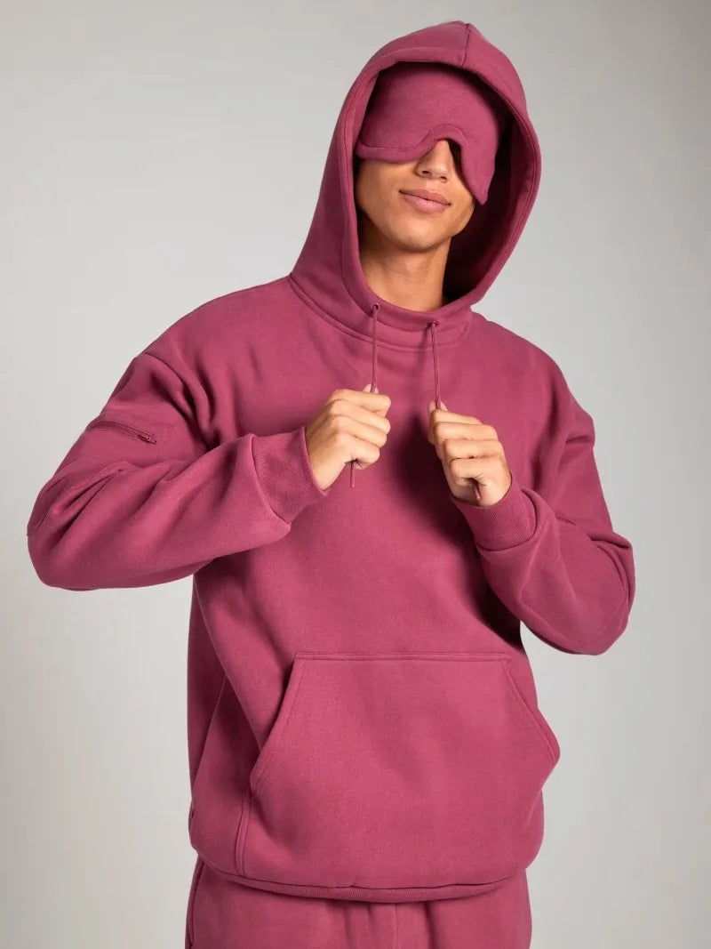 Fitness Workout Outfits Autumn Winter Women Tracksuit Sport Pocket Sweatshirt Hoodies with Eye Patch Sweatpants Two Piece Set
