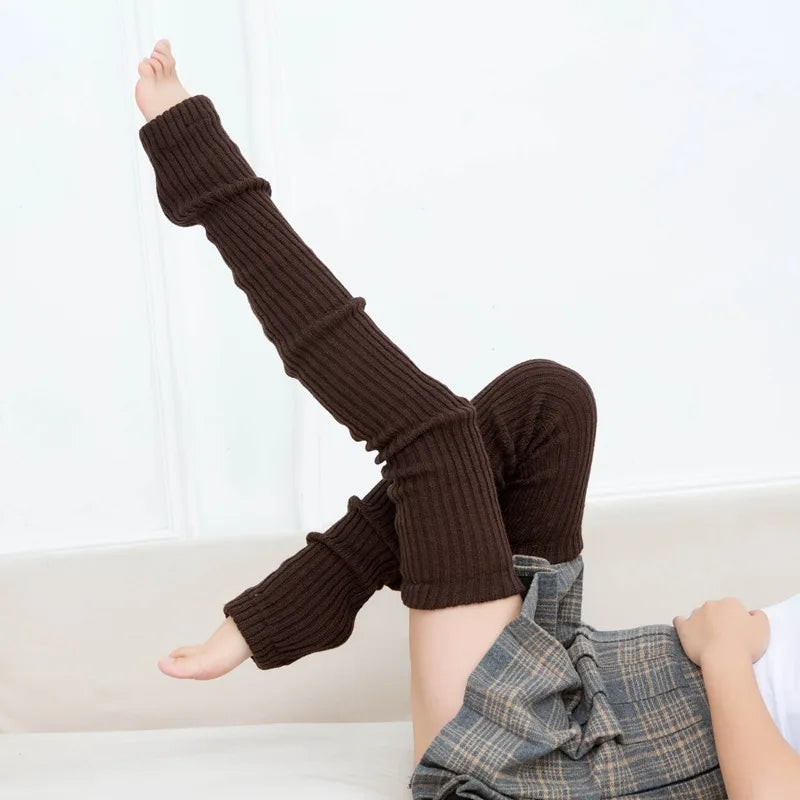 Winter Long Warm Leg Warmers Knitting Knee High Socks Girl Boot Topper Sock Skinny Stockings Knitted Crochet Long Socks