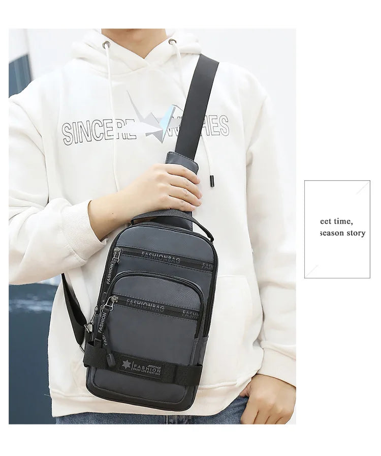 Chest Bag For Men New Large Capacity Shoulder Korean Version Travel Lightweight Nylon Crossbody Bag Backpack