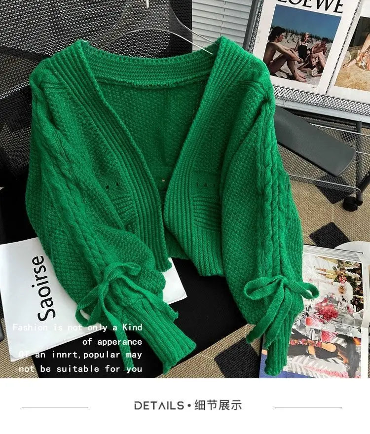 Sweater Jacket Women's Autumn and Winter New Style Western-style Outerwear with Knitted Cardigan Loose Short Long Sleeved Top