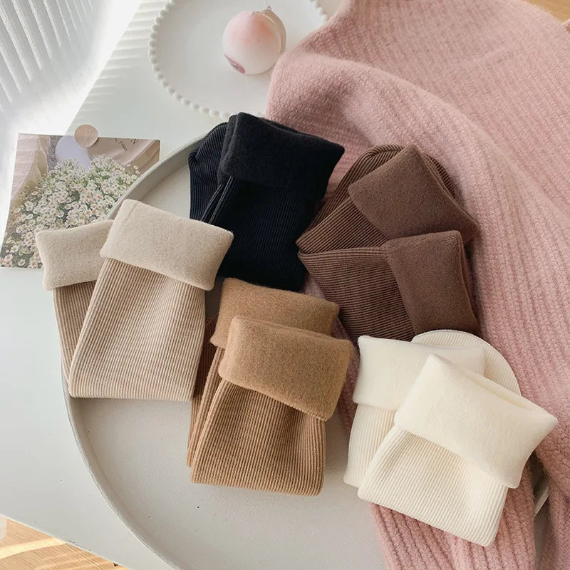 5 Pairs Snow Socks For Women Autumn Winter Socks With Fuzzy Thickened Warm Sleeping Floor Stockings Women's Solid Color Socks