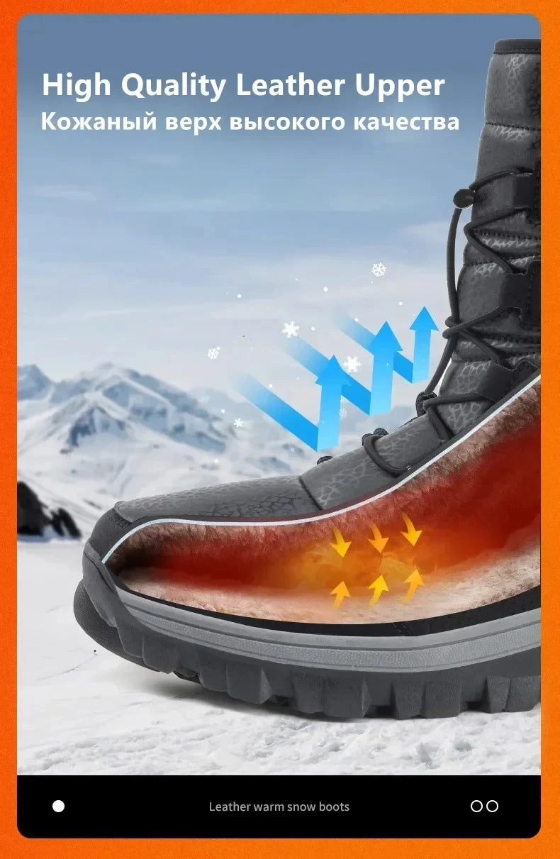 New Winter Men's Shoes Warm Plush Men's Boots High Top Couple Snow Boots Winter Outdoor Anti-Slip Ankle Boots Work Casual Boots