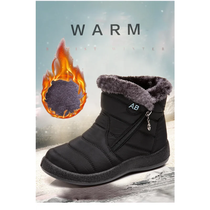 Winter Women Boots Thick Bottom Ankle Boots Women Waterproof Boots Fashion Women Shoes Solid Color Ladies Shoes Female Sneakers