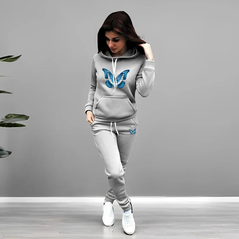 Women's 2 Piece Outfit Set Hoodie Joggers Tracksuit Casual Daily Fashion Autumn Winter Female Home Outdoor Comfort Warm Outfit