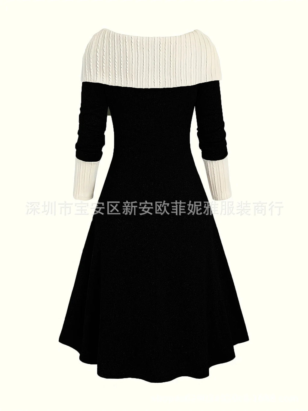 Fall Winter Women Dresses Elegant Temperament Colorblocked Dress Warm Long Sleeved Long Commuter Skirt for Female Dress 2025