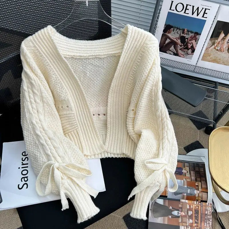 Sweater Jacket Women's Autumn and Winter New Style Western-style Outerwear with Knitted Cardigan Loose Short Long Sleeved Top