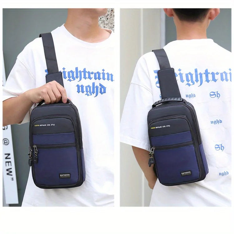 1pc Men's Casual Crossbody Bag, Fashion Sports Travel Oxford Cloth Sling Bag