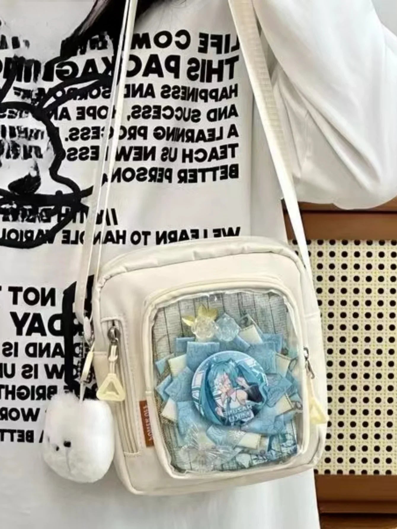 Y2K Mini Itabag Women Korean Casual Crossbody Bags Transparent Pocket Small Shoulder Bag Purses and Phone Ita Bag DIY Bag