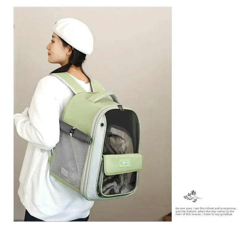 Cat backpack  outing schoolbag  double-shoulder pet bag  cat for travel  dog and cat supplies  transparent large-capacity portab