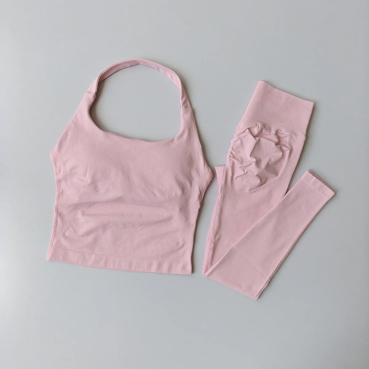 Workout Sets for Women - Seamless Yoga Outfit with Padded Sports Bra, High Waist Booty Lifting Leggings for Gym