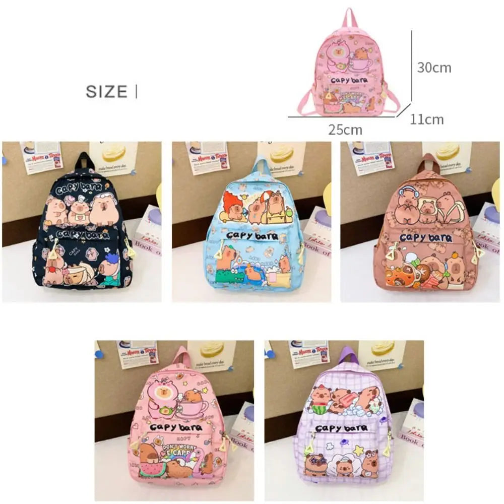Cute Large Capacity Capybara Backpack Cartoon Breathable Student Schoolbag Nylon Ultra-light Book Bag Back to school Women Girl