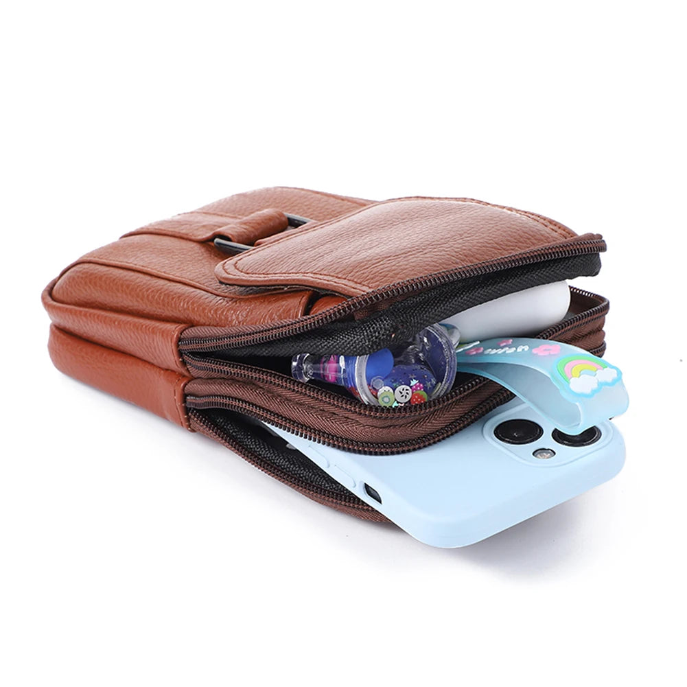 Portable Crossbody Bags Cowhide Leather Men Messenger Bags Fashion Simple Multi-pockets Casual for Outdoor Sport