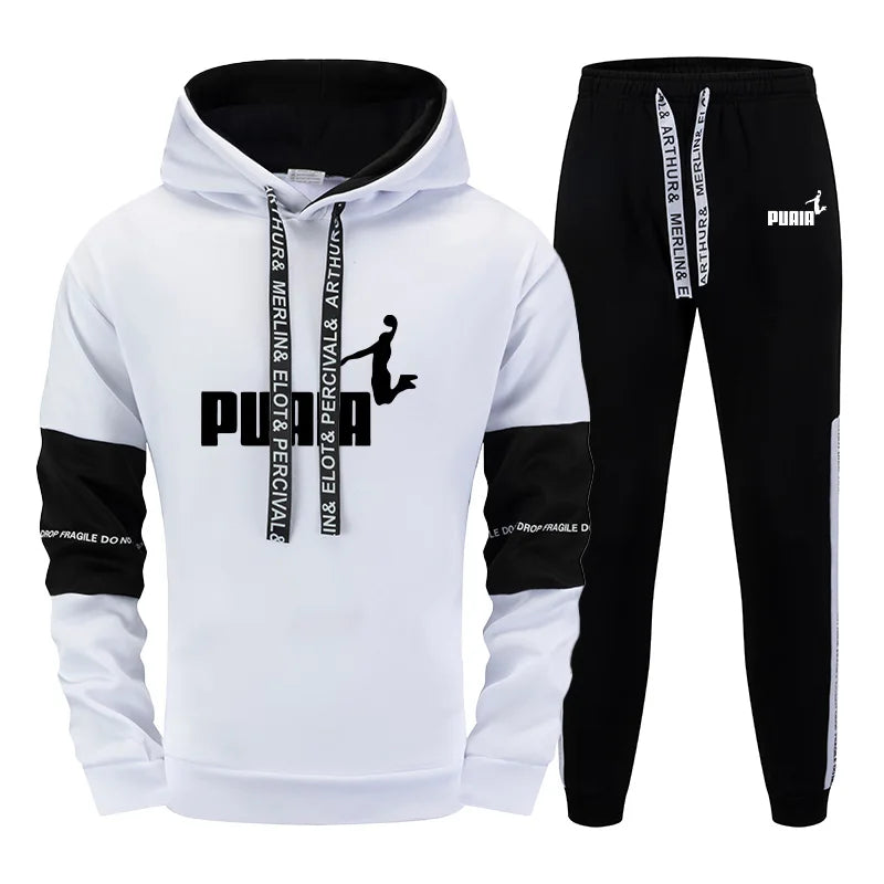 Fall Winter Daily Casual Sporty Jogger Set Urban Fashion Hoodie Sportswear 2025 New Men's Tracksuit Hooded Sweatshirt Sweatpants