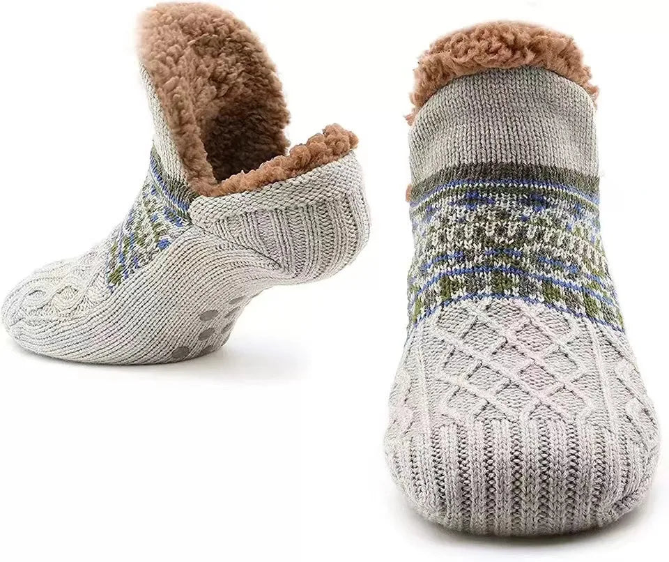 Indoor Winter Slippers Socks Men's Floor Socks Adult Home Bedroom Sleeping Socks Non-slip Knitted Plus Fleece Warm Carpet Sox