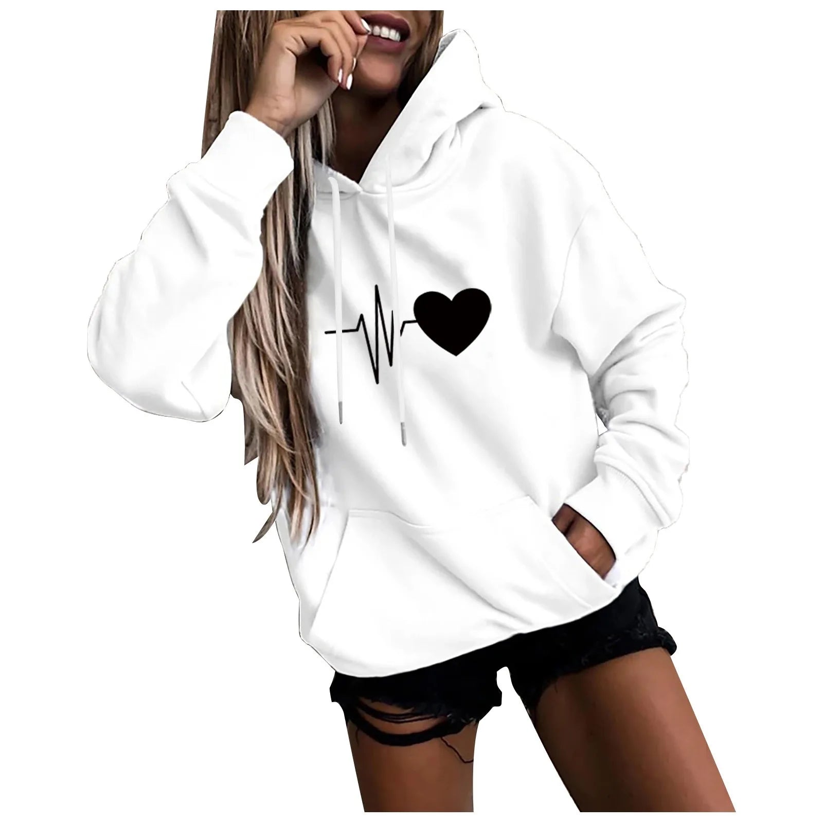 Women's Hoodies Tops Long Sleeve Sports blouse Spring Fashion fun Print Sweatshirts Solid Casual Loose Hooded Sweatshirt