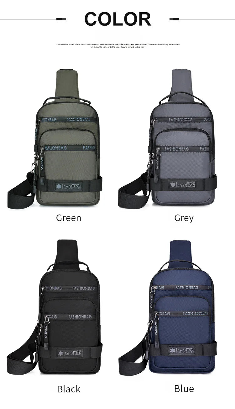 Chest Bag For Men New Large Capacity Shoulder Korean Version Travel Lightweight Nylon Crossbody Bag Backpack