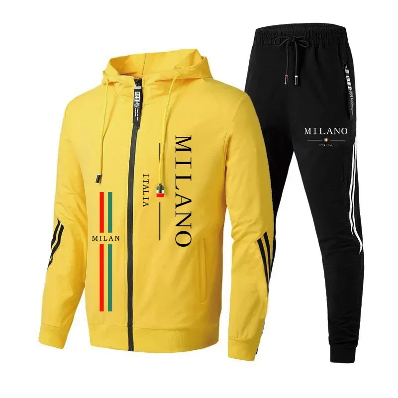 Fall Winter Daily Casual Sporty Jogger Set Fitness Jacket Outfit 2025 New Arrival Men's Tracksuit Zip-up Hoodie Black Sweatpants