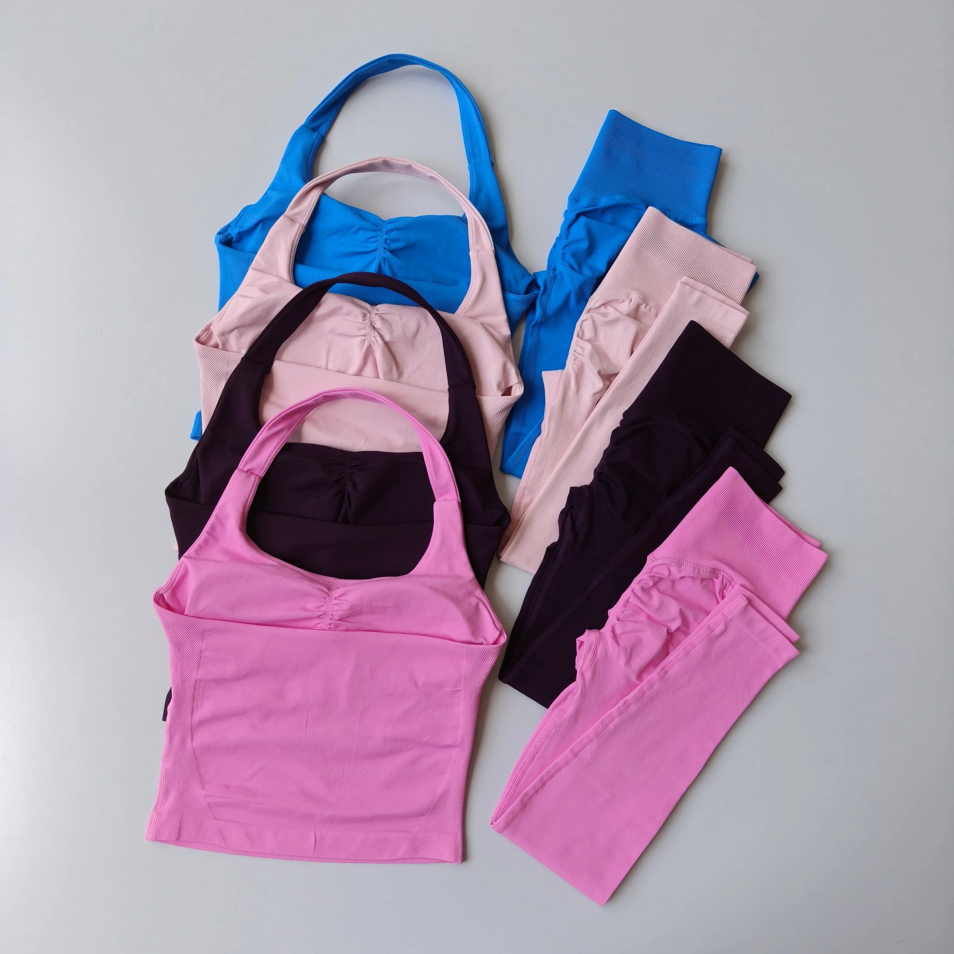 Workout Sets for Women - Seamless Yoga Outfit with Padded Sports Bra, High Waist Booty Lifting Leggings for Gym