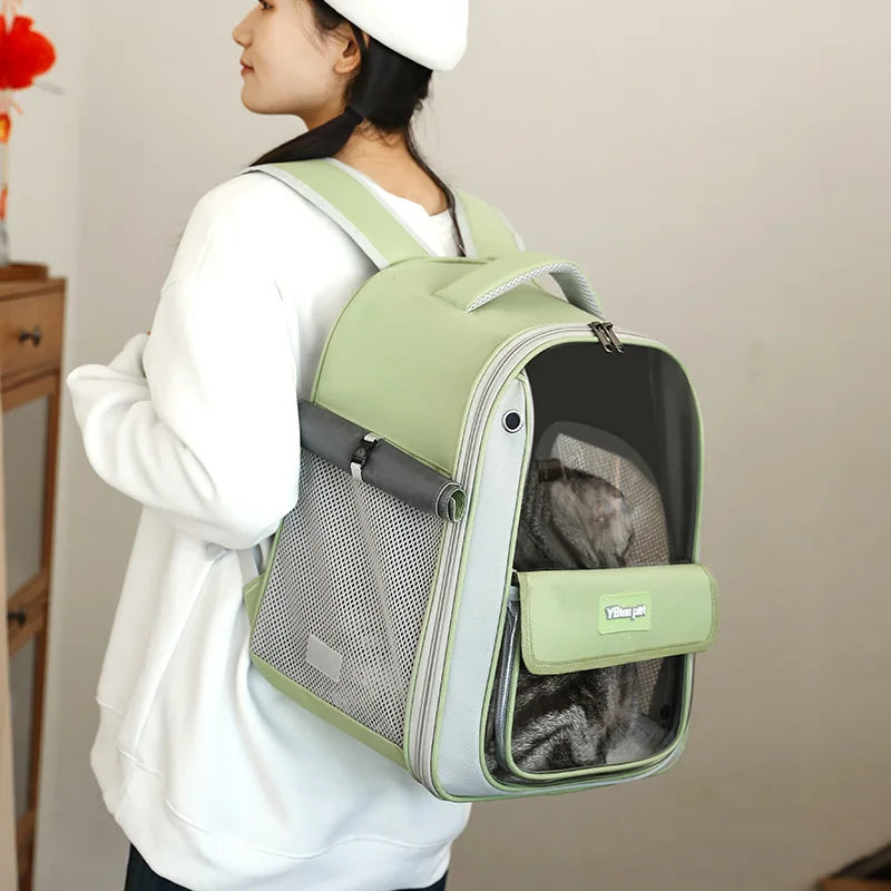 Cat backpack  outing schoolbag  double-shoulder pet bag  cat for travel  dog and cat supplies  transparent large-capacity portab