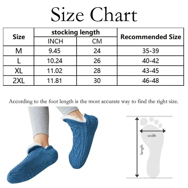 Indoor Winter Slippers Socks Men's Floor Socks Adult Home Bedroom Sleeping Socks Non-slip Knitted Plus Fleece Warm Carpet Sox