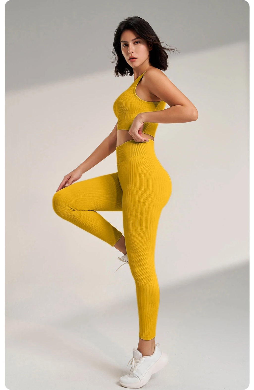 Women's Sports Fitness Suit Gym High Intensity Workout Shockproof Bra High Waisted Leggings Tights Yoga Suit Training Set