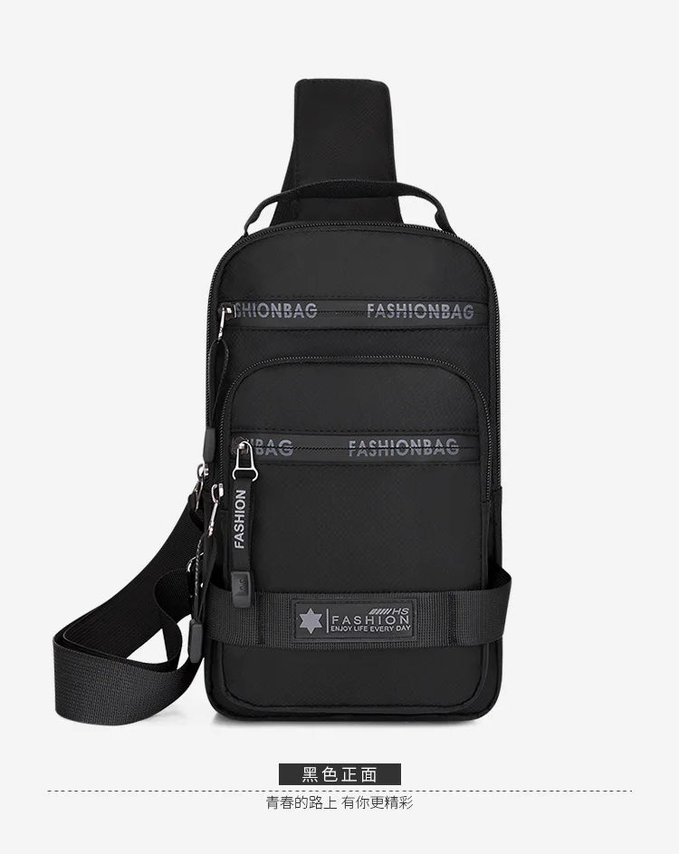 Chest Bag For Men New Large Capacity Shoulder Korean Version Travel Lightweight Nylon Crossbody Bag Backpack