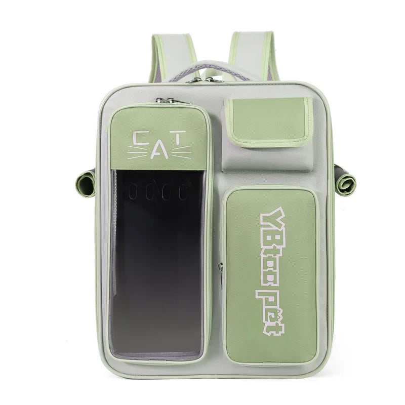 Cat backpack  outing schoolbag  double-shoulder pet bag  cat for travel  dog and cat supplies  transparent large-capacity portab