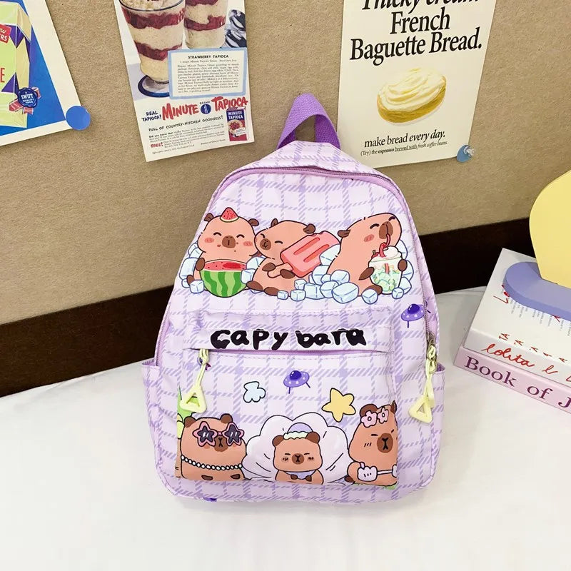 Cute Large Capacity Capybara Backpack Cartoon Breathable Student Schoolbag Nylon Ultra-light Book Bag Back to school Women Girl